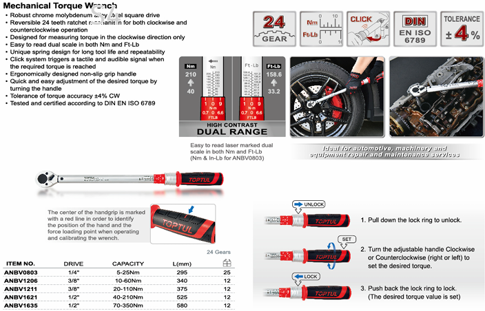 Toptul Mechanical Torque Wrench (ANBV Series)