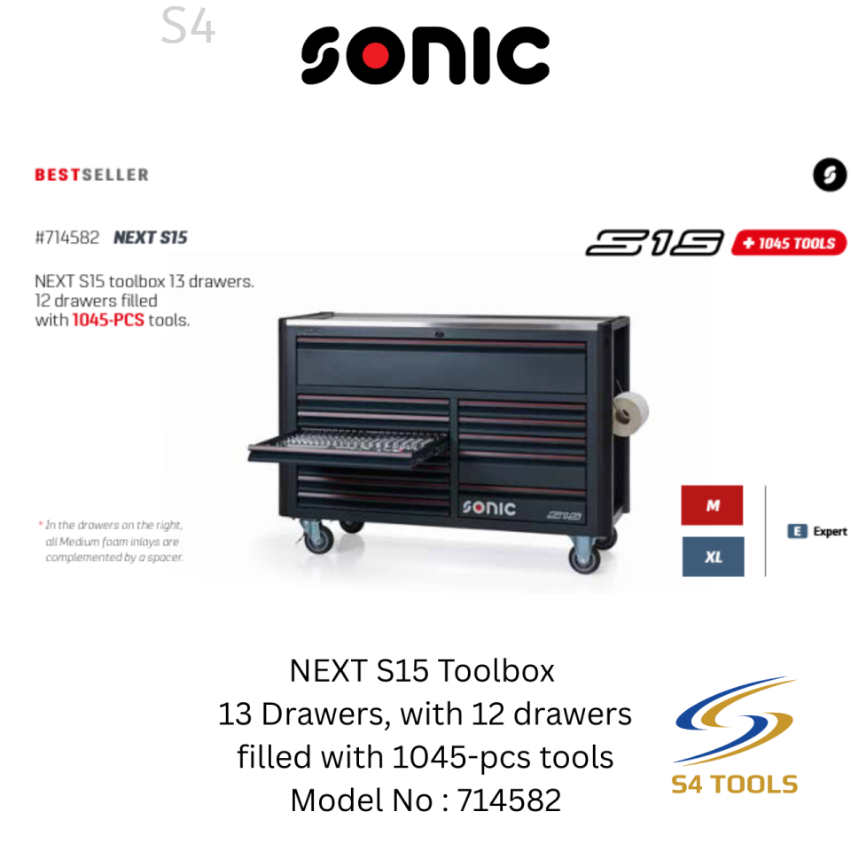 Sonic NEXT S15 | Racing Edition 13 Drawers With 12 Filled 1045Pcs Tools Trolley (714852)