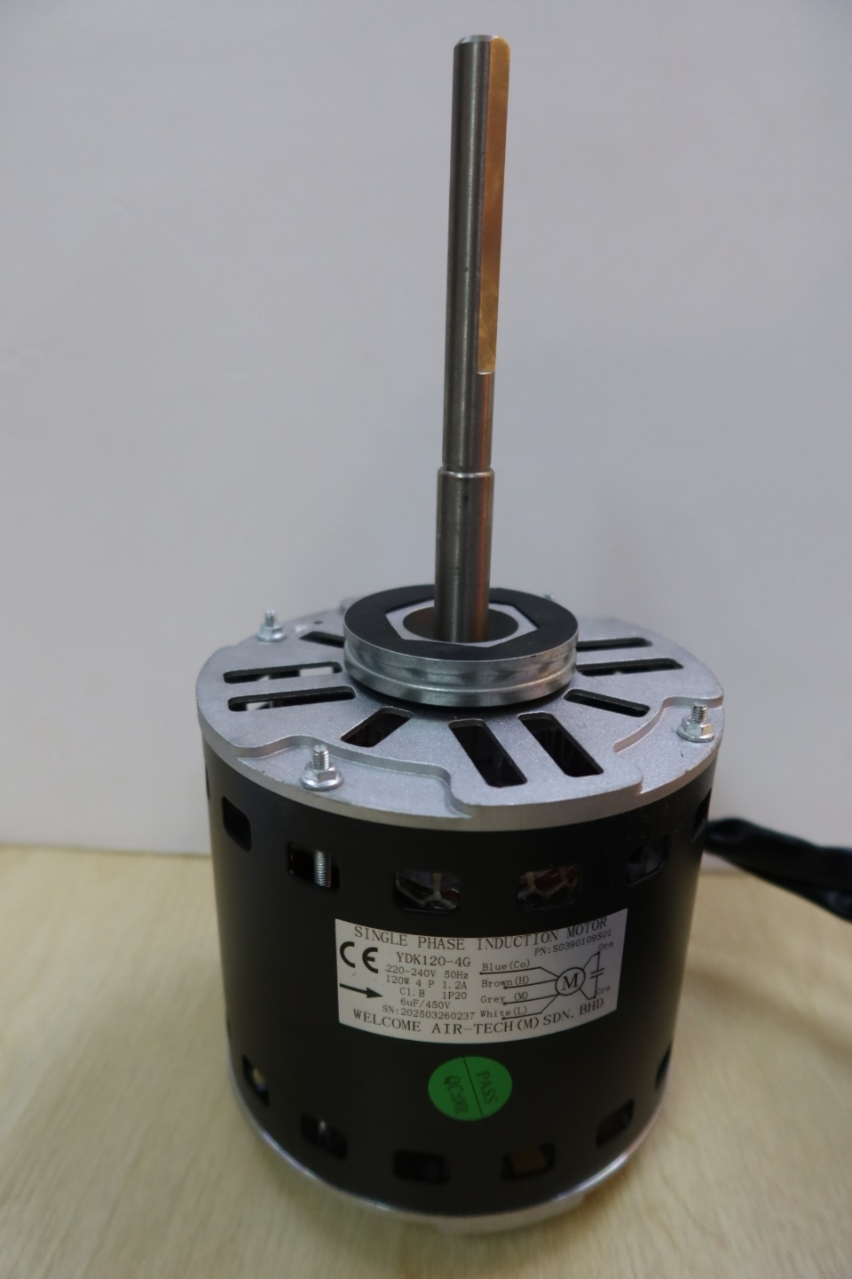YDK120-4G (120W) FAN MOTOR (C/W 6UF CAP.) (220-240V/1PH/50HZ) 4P (P/N:S0390109S01)(WELCOME AIR-TECH)