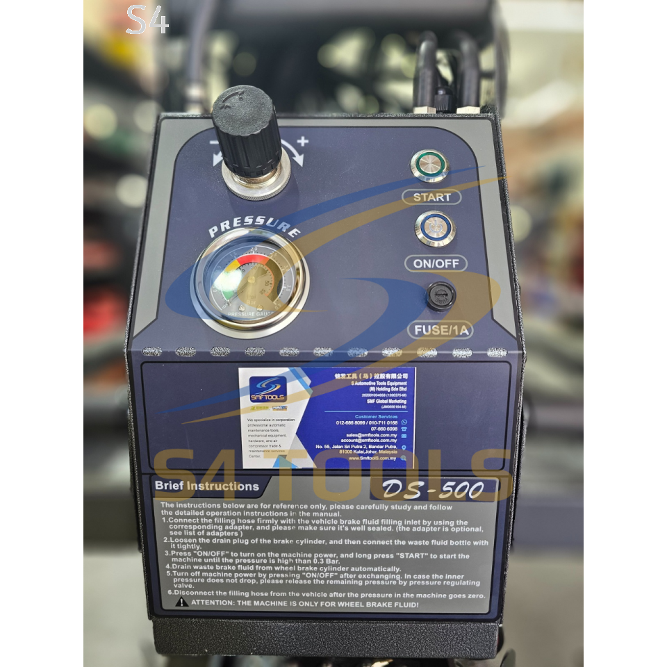 S4Tools DS-500 | Electronic Brake Fluid Bleeder Machine C/W Accessories Trolley Set
