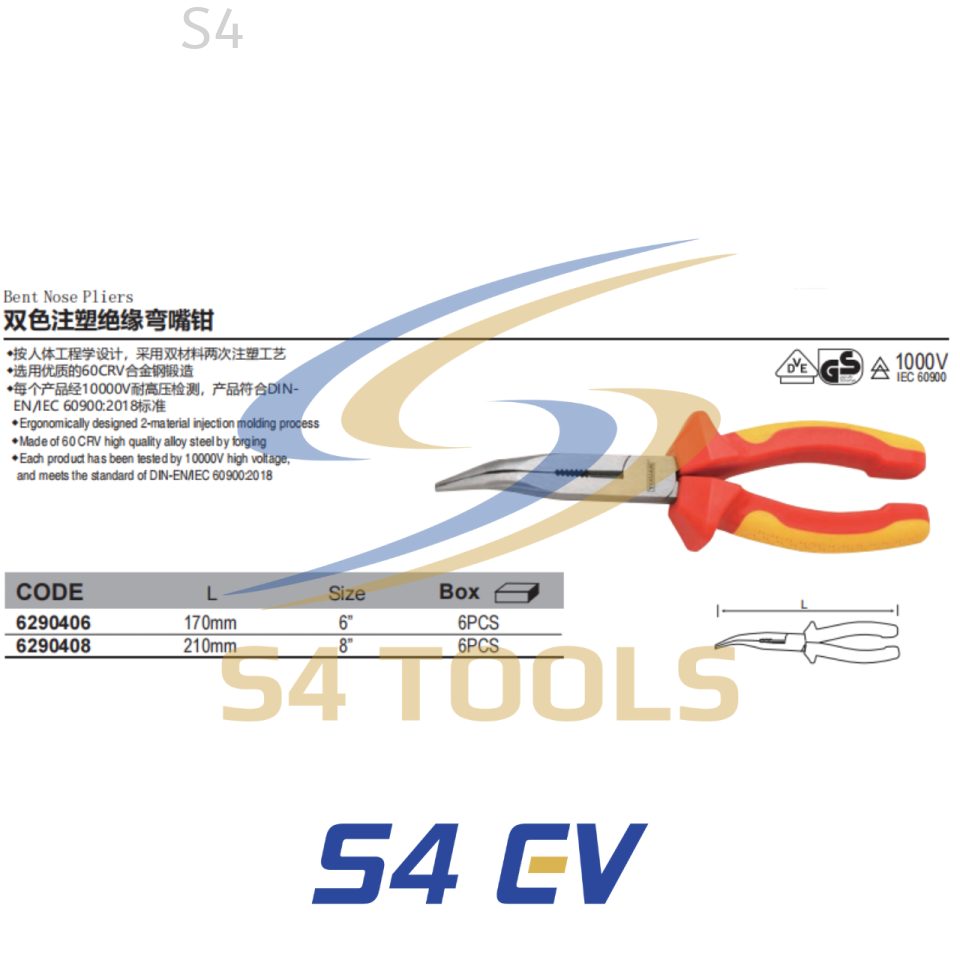 S4EV VDE Insulated Bent Nose Pliers