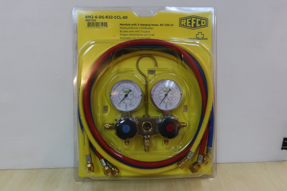 REFCO BM2-6-DS-R32-CCL-60 MANIFOLD SET (R32/R410A) C/W 5FT HOSE, ALUM. BODY (P/N:4687293)