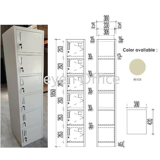 6 Compartment steel locker