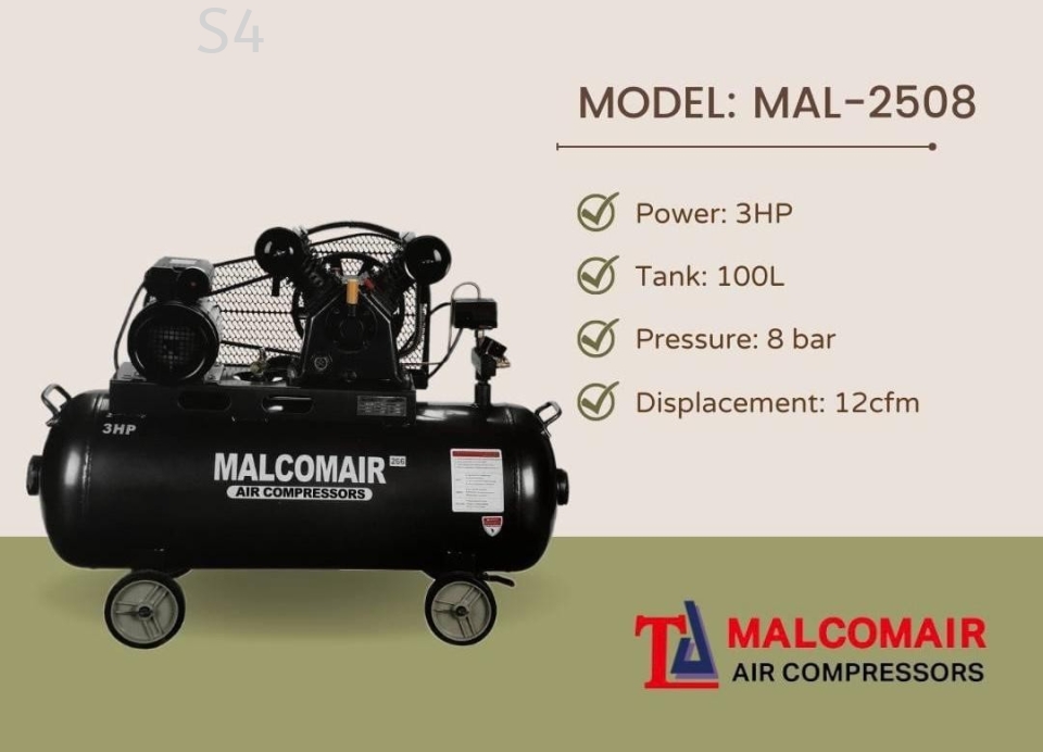 MALCOMAIR MAL-2508 | 3HP 8Bar Air Compressor