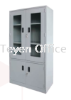 FULL HEIGHTT CUPBOARD - TOP WITH GLASS SWINGING DOOR C/W 2 HANDLE + 2 POINT CAMLOCK, 2 ADJUSTABLE SH FULL HEIGHT CABINET STEEL FURNITURE
