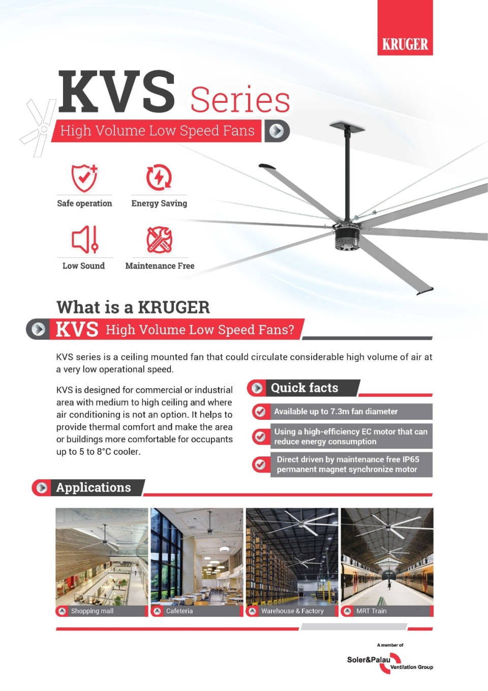 KRUGER KVS SERIES HIGH VOLUME LOW SPEED FANS