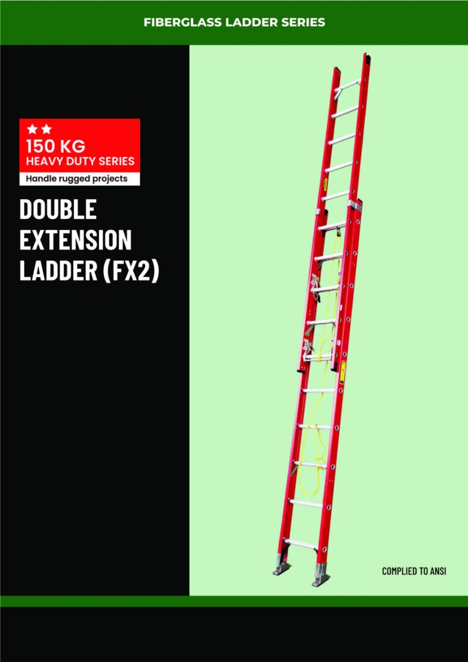 FIBERGLASS LADDER SERIES DOUBLE EXTENSION LADDER (FX2)