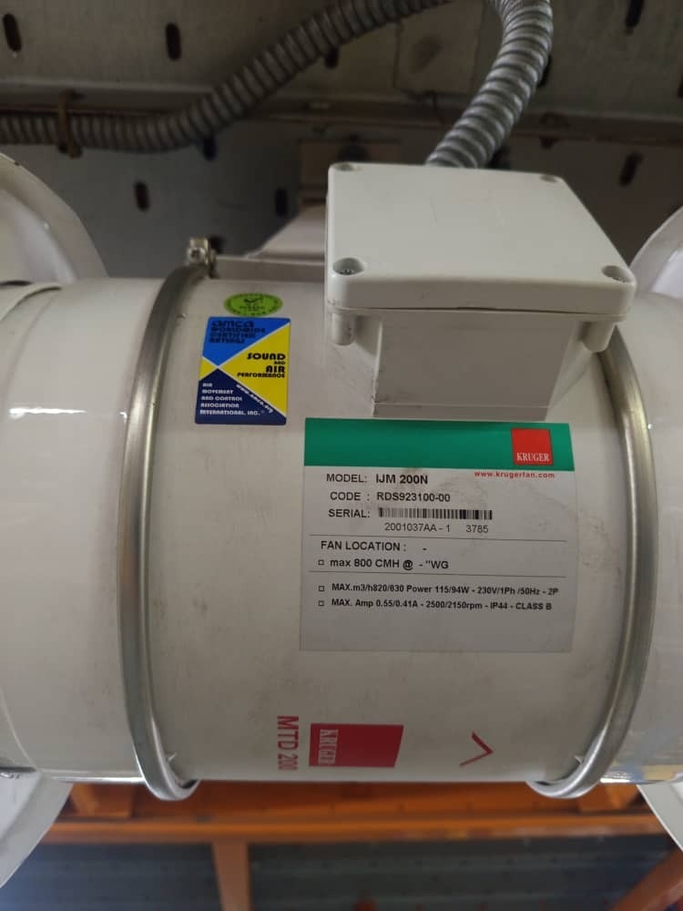 KRUGER IJM 200 - N SERIES INDUCED JET FAN (800M3/H) (230~240/1/50)