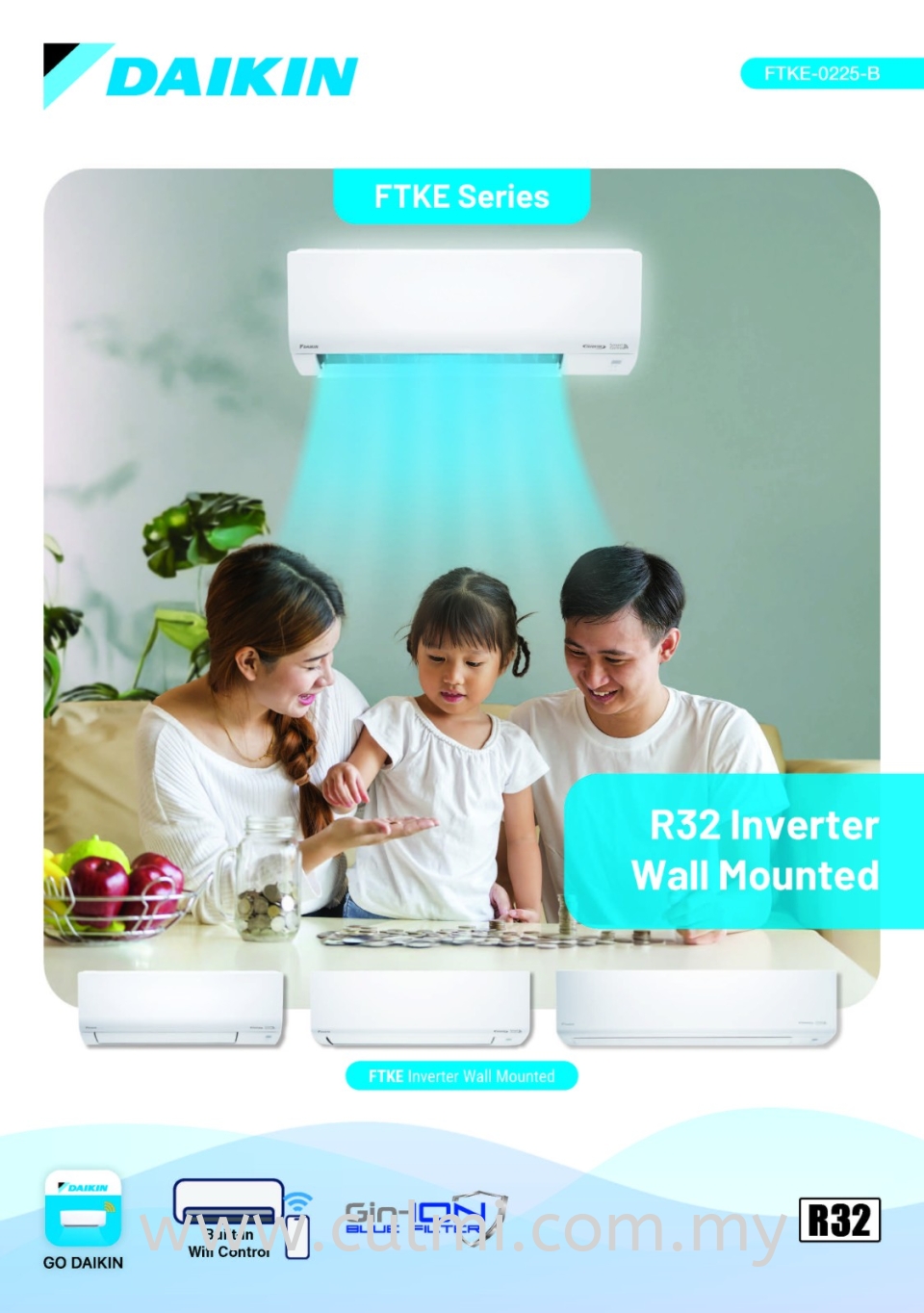 Daikin R32 Inverter Wall Mounted FTKE INVERTER Series Air-Conditioner (Daikin Malaysia)