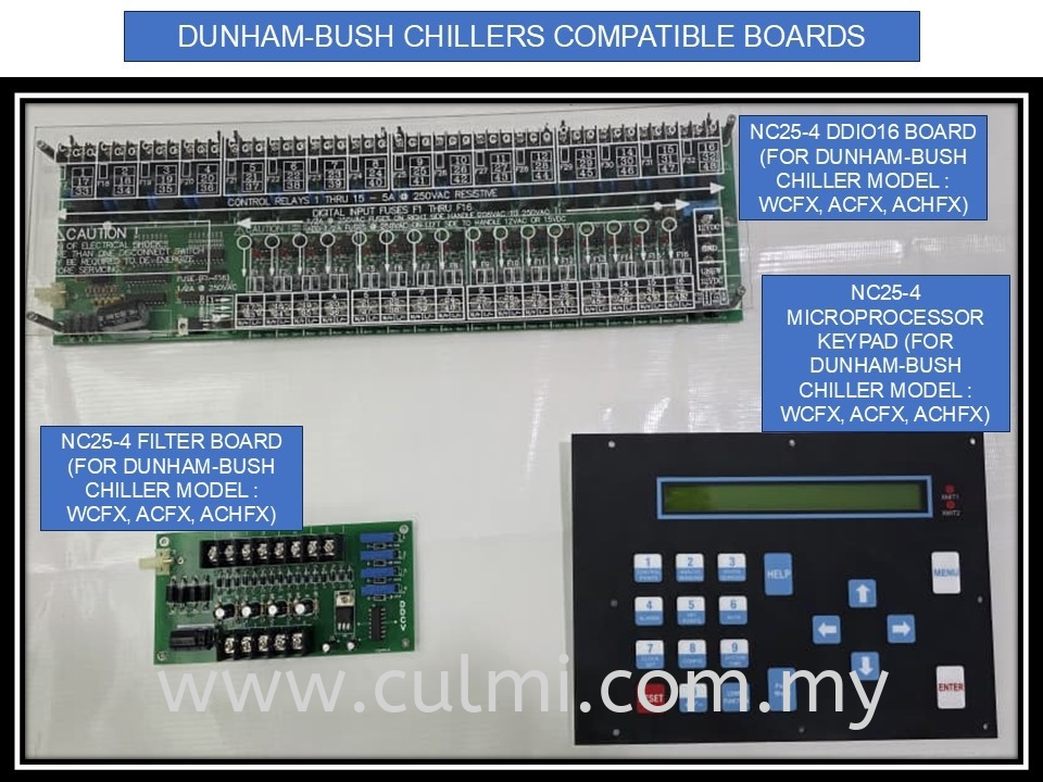 DUNHAM-BUSH CHILLERS COMPATIBLE MICROPROCESSOR KEYPAD, FILTER BOARD AND DDIO16 BOARD