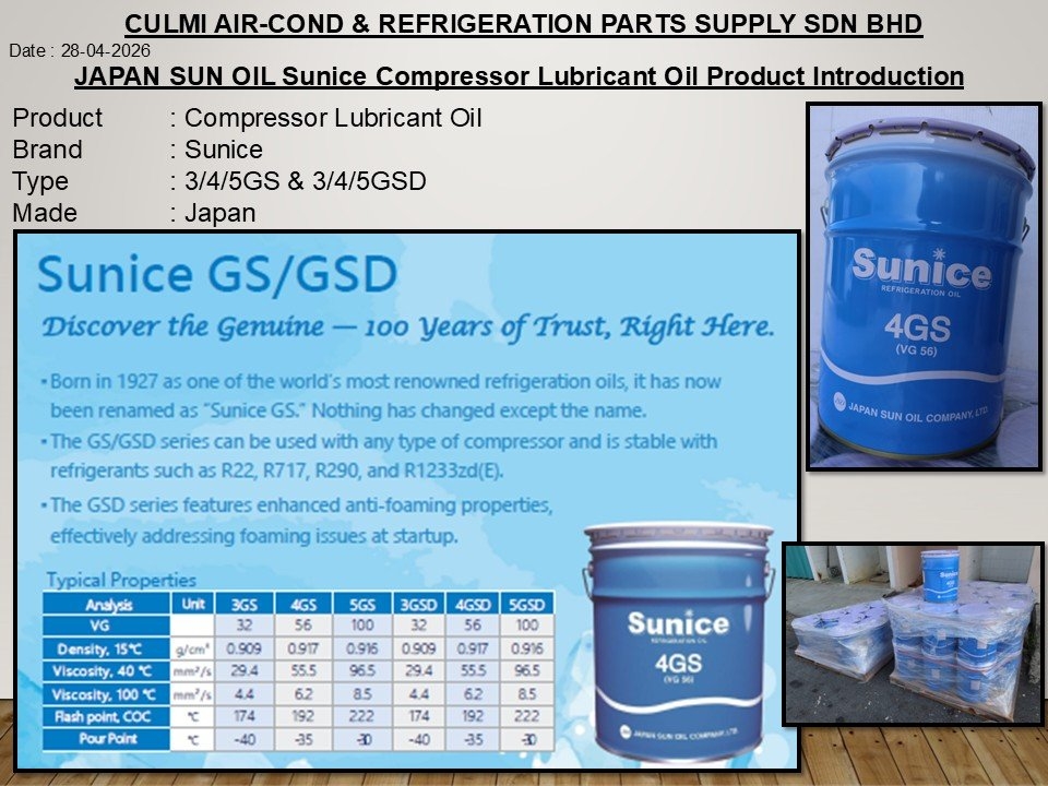 JAPAN SUN OIL Sunice Compressor Lubricant Oil Product Introduction For 3 / 4 / 5 GS