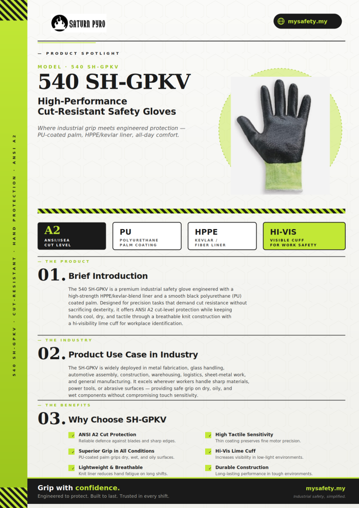 540 SH-GPKV Cut-Resistant Safety Gloves