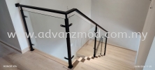 Mild Steel Staircase Glass Railing With Powder Coated And Tempered Glass Mild Steel Glass Railing With Powder Coated