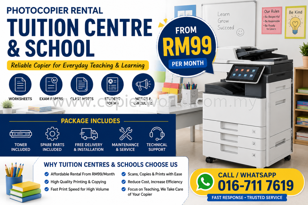 Photocopier Rental for Tuition Centre & School From RM99/Month
