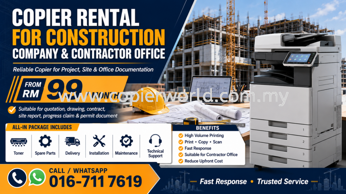 Copier Rental for Construction Company & Contractor Office From RM99/Month