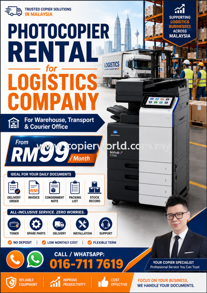 Photocopier Rental for Logistics & Warehouse From RM99/Month | Copier Rental Malaysia