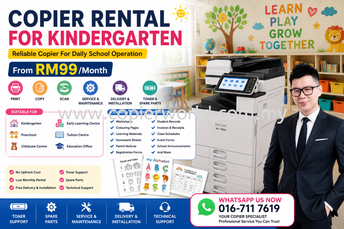 Copier Rental for Kindergarten From RM99/Month | Preschool Photocopier Rental Malaysia