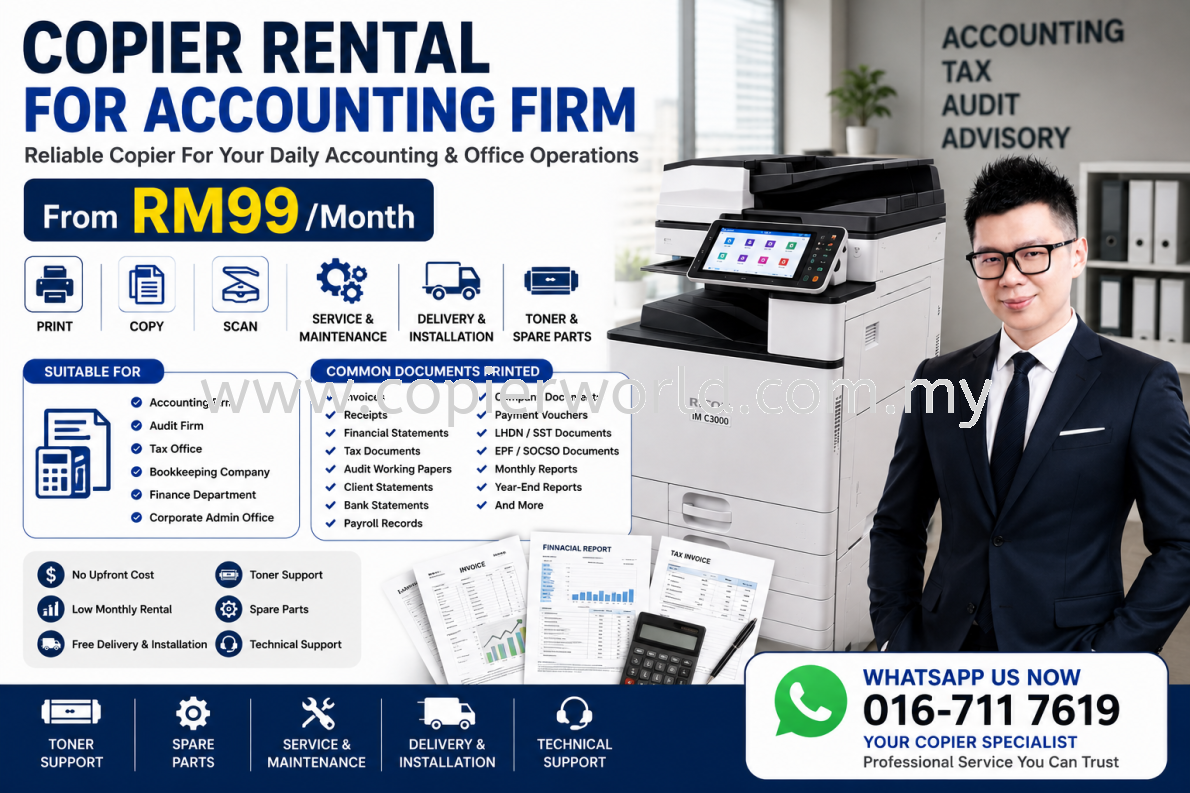 Copier Rental for Accounting Firm From RM99/Month | Audit Office Photocopier Rental Malaysia