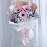 3 Stalks of Pink Gerberas With Babysbreath Bouquet