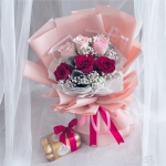 6 Stalks Roses Bouquet With a Box Of 16pcs Ferrero Rocher