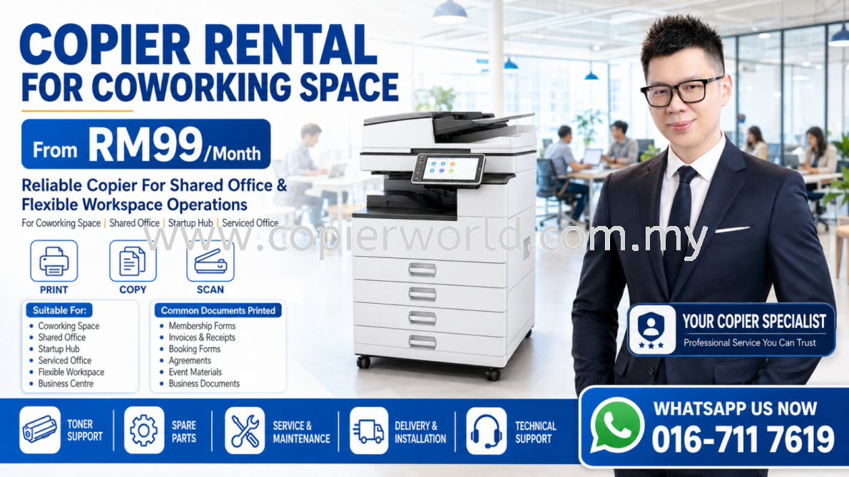 Copier Rental for Coworking Space From RM99/Month | Shared Office Photocopier Rental Malaysia
