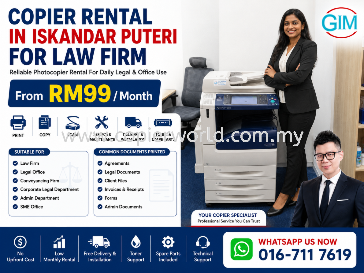 Copier Rental in Iskandar Puteri for Law Firm | Photocopier Rental Johor Bahru