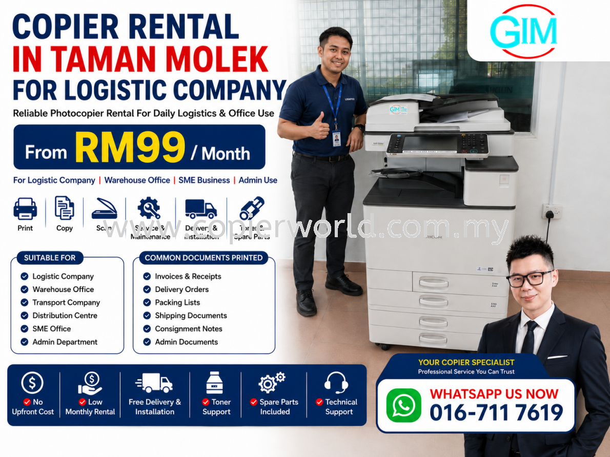 Copier Rental in Taman Molek for Logistics Company | Photocopier Rental Johor Bahru