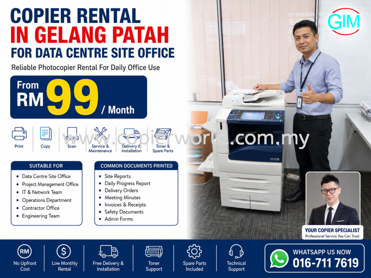 Copier Rental in Gelang Patah for Data Centre Site Office | Photocopier Rental Johor