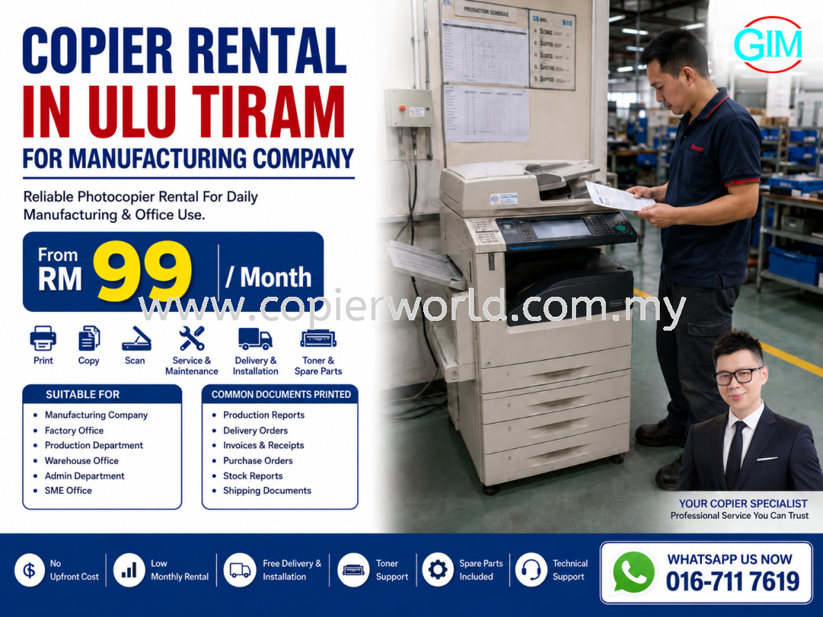 Copier Rental in Ulu Tiram for Manufacturing Company | Photocopier Rental Johor Bahru