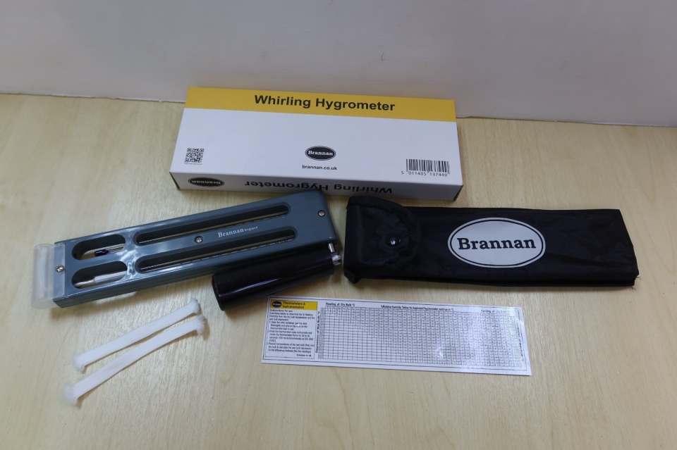 Brannan (England) 13/744/2 HEAVY DUTY WHIRLING HYGROMETER C/W CASE (RANGE: -5/50ˇăC [BLUE SPIRIT)