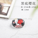 Japanese Style Ceramic Chopstick Rest - Black Base with Cherry Blossom 日式和风陶瓷筷子架筷托-黑底樱花