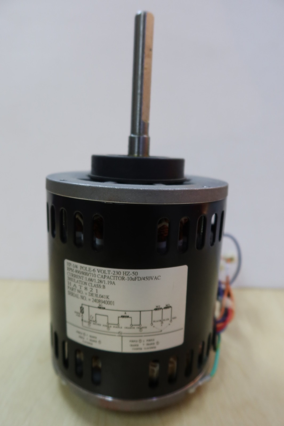 HAT 821 6P 1/4HP 230V/1PH CONDENSING FAN MOTOR (W/O 10UF CAP. (REPL:DE3L041K/DE3L039)