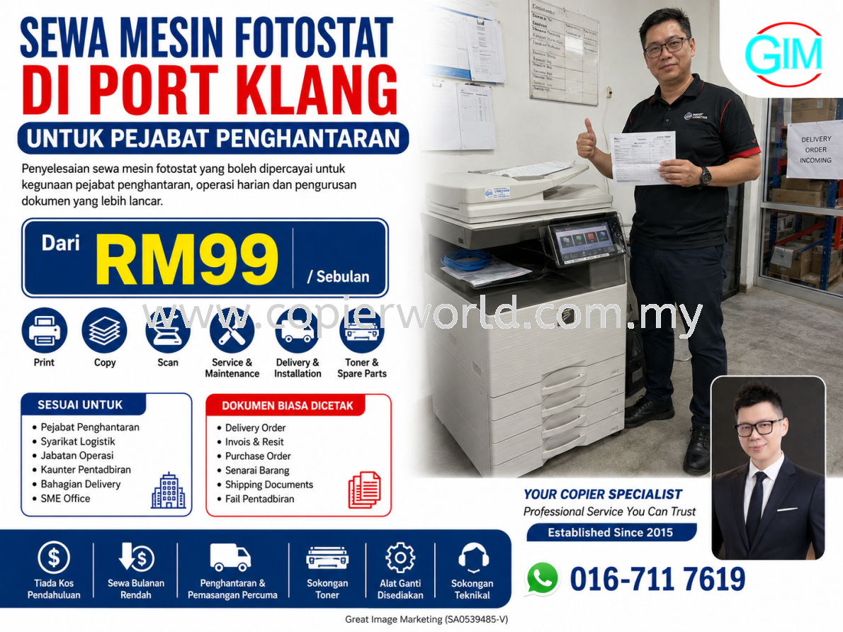 Sewa Mesin Fotostat di Port Klang untuk Pejabat Penghantaran | Copier Rental Selangor