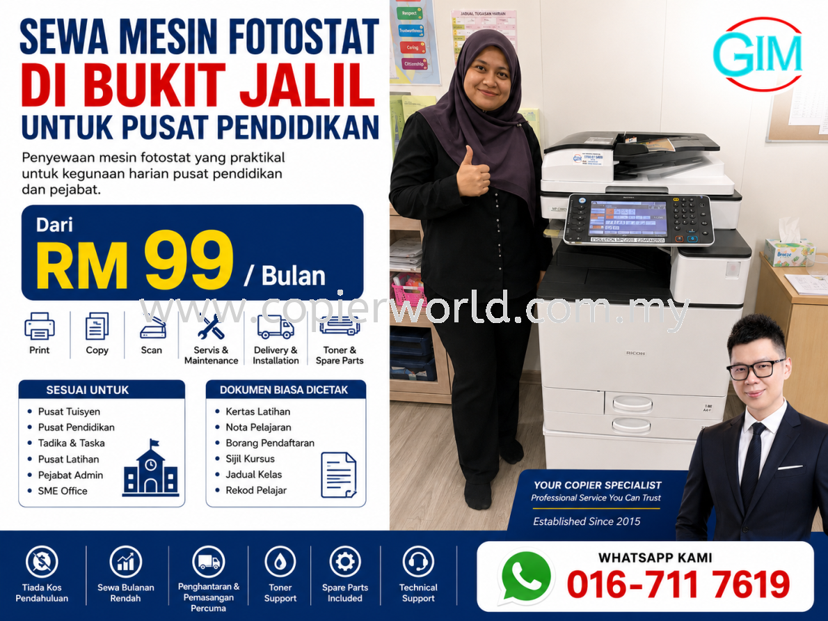 Sewa Mesin Fotostat di Bukit Jalil untuk Pusat Pendidikan | Copier Rental Kuala Lumpur