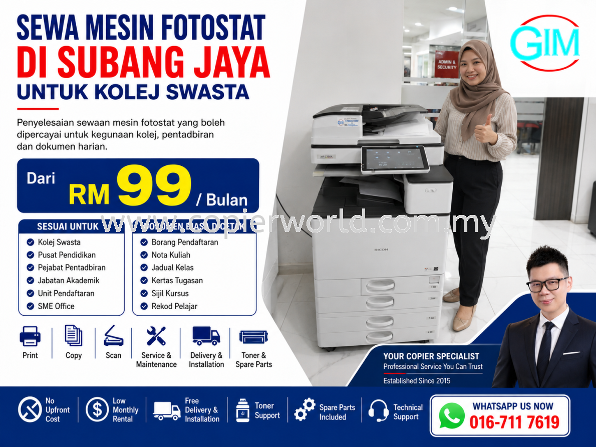 Sewa Mesin Fotostat di Subang Jaya untuk Kolej Swasta | Copier Rental Selangor