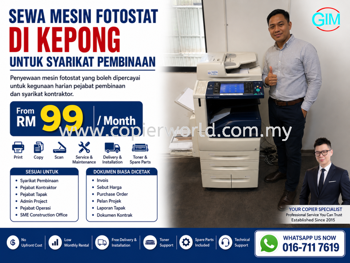Sewa Mesin Fotostat di Kepong untuk Syarikat Pembinaan | Copier Rental KL