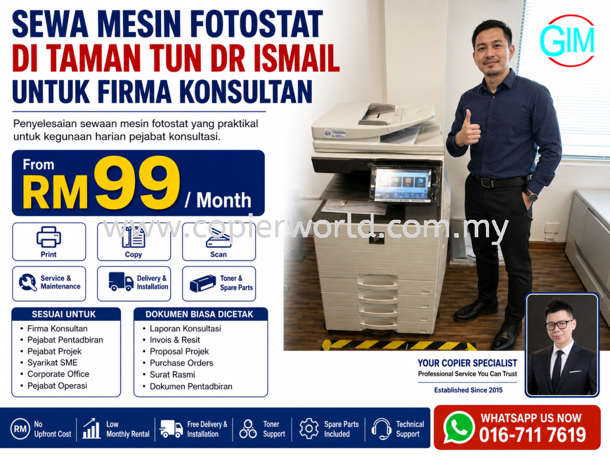 Sewa Mesin Fotostat di Taman Tun Dr Ismail untuk Firma Konsultan | Copier Rental KL