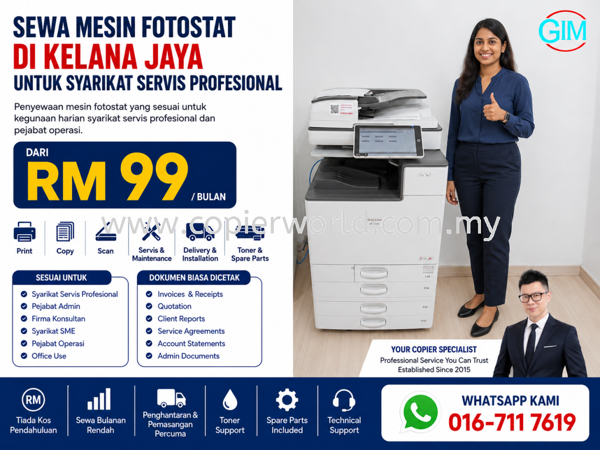 Sewa Mesin Fotostat di Kelana Jaya untuk Syarikat Servis Profesional | Copier Rental Selangor