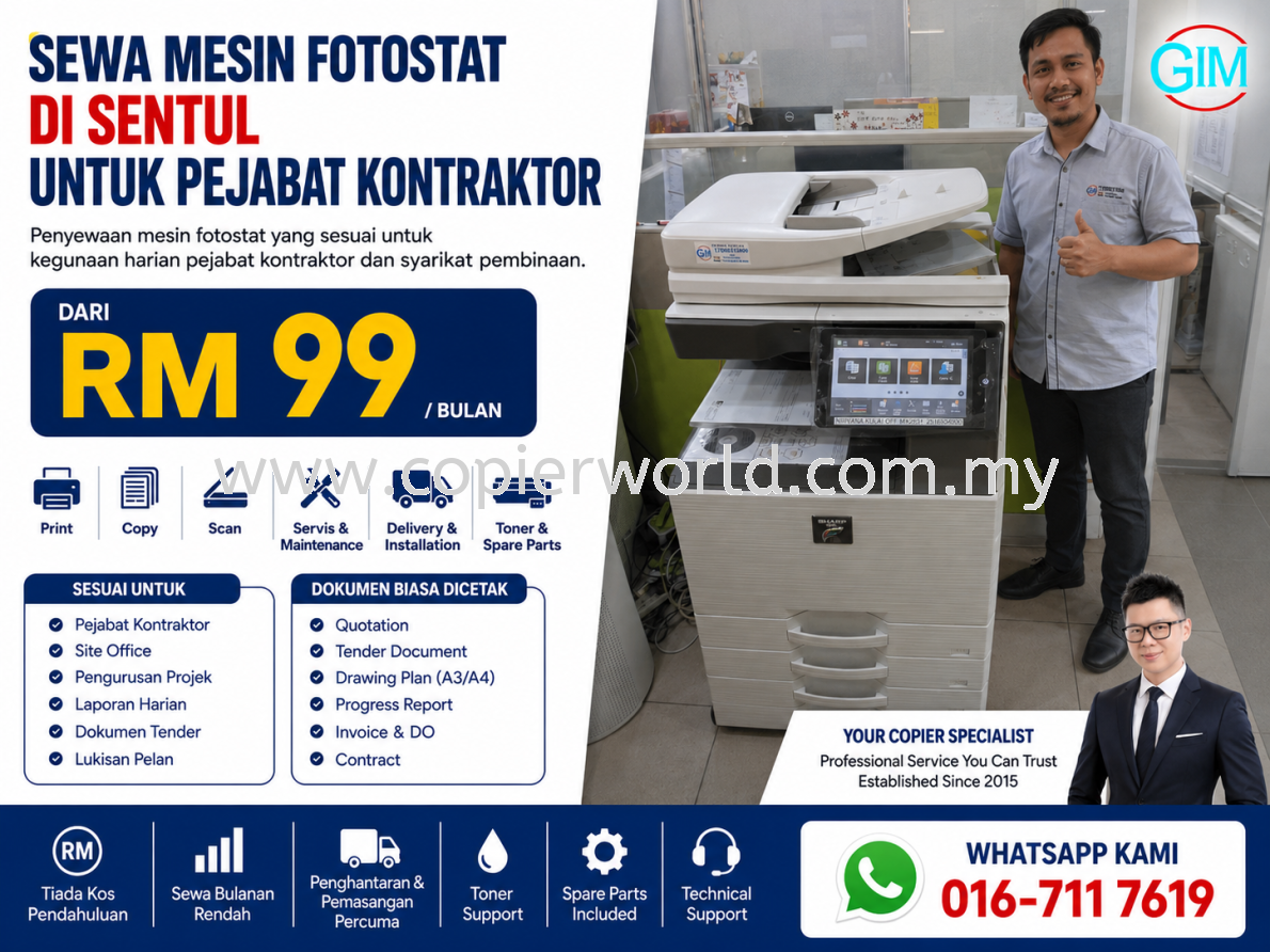 Sewa Mesin Fotostat di Sentul untuk Pejabat Kontraktor | Copier Rental Kuala Lumpur