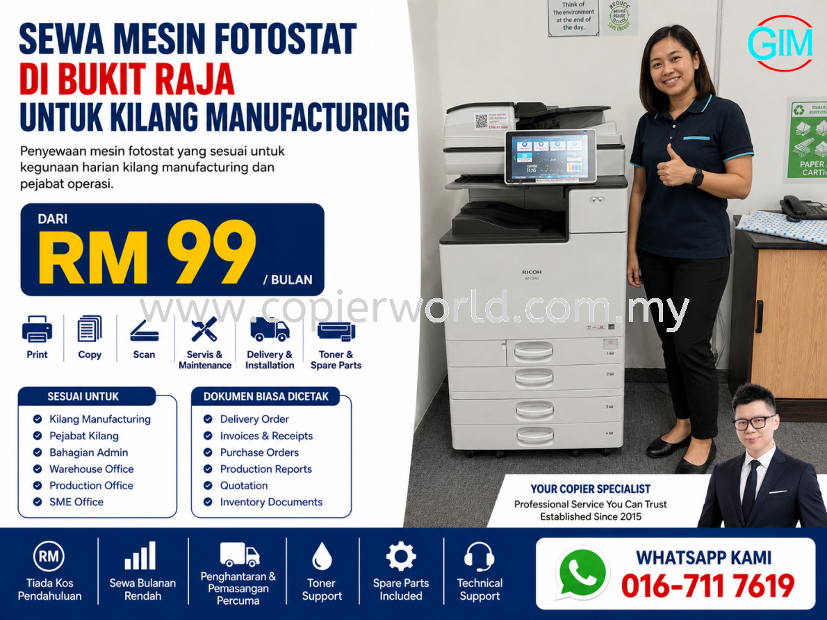 Sewa Mesin Fotostat di Bukit Raja untuk Kilang Manufacturing | Copier Rental Selangor