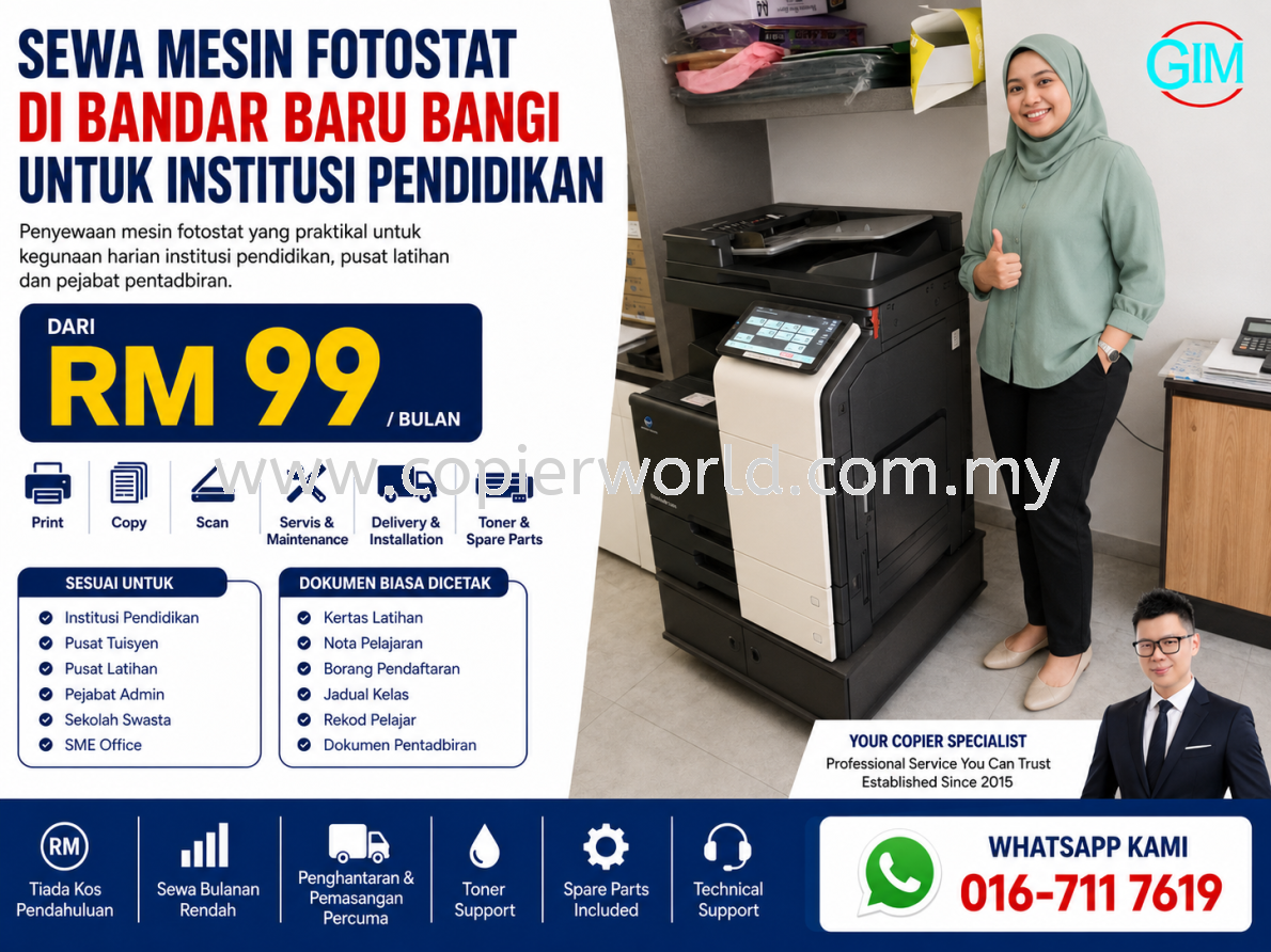 Sewa Mesin Fotostat di Bandar Baru Bangi untuk Institusi Pendidikan | Copier Rental Selangor