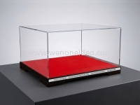 Tempered Glass Display Box with Red/Blue Carpet