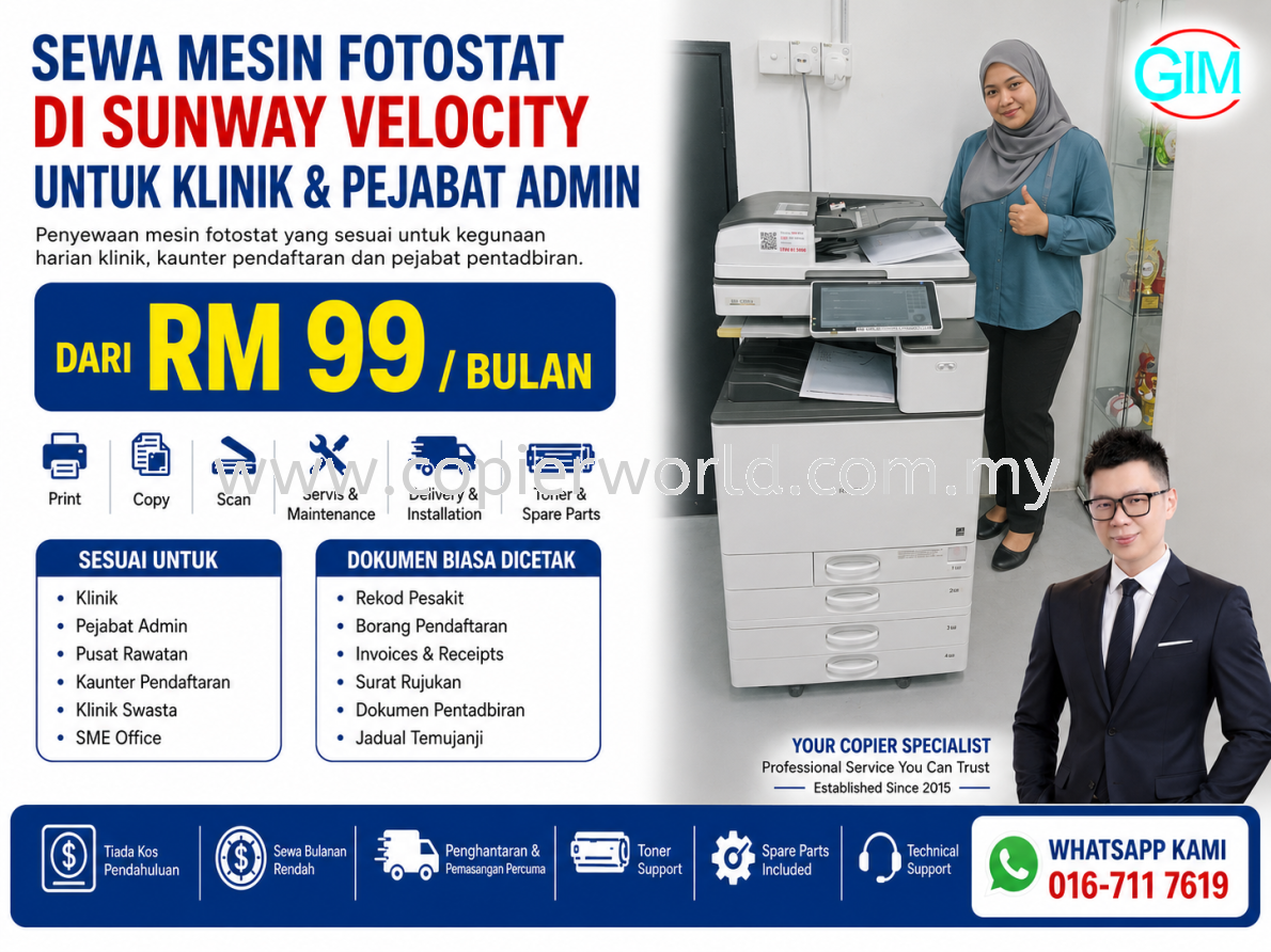 Sewa Mesin Fotostat di Sunway Velocity untuk Klinik & Pejabat Admin | Sewa Mesin di KL