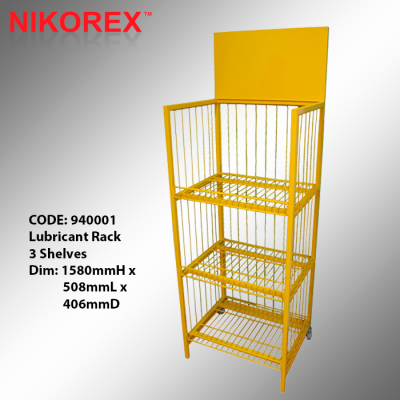 940001 - LUBRICANT RACK w 3 SHELVES 1580H x 508L x 406Dmm