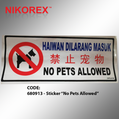 681013 - Sticker No Pets Allowed