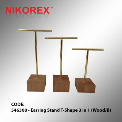 546308 - Earring Stand T-Shape 3 in 1 (Wood/B)