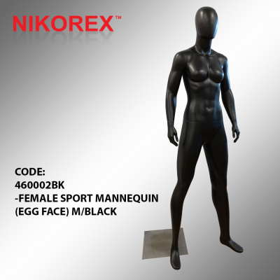 460002BK -FEMALE SPORT MANNEQUIN (EGG FACE) M:BLACK
