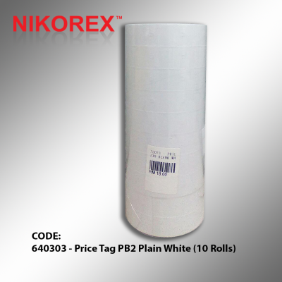 640303 - Price Tag PB2 Plain White (10 Rolls)