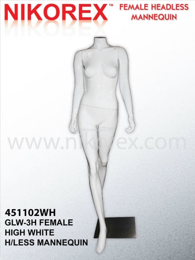 451102WH- FEMALE FIBER HEADLESS MANNEQUIN G.WHITE (GLW-3H)