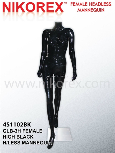 451102BK - FEMALE FIBER HEADLESS MANNEQUIN G.BLACK (GLB-3H)